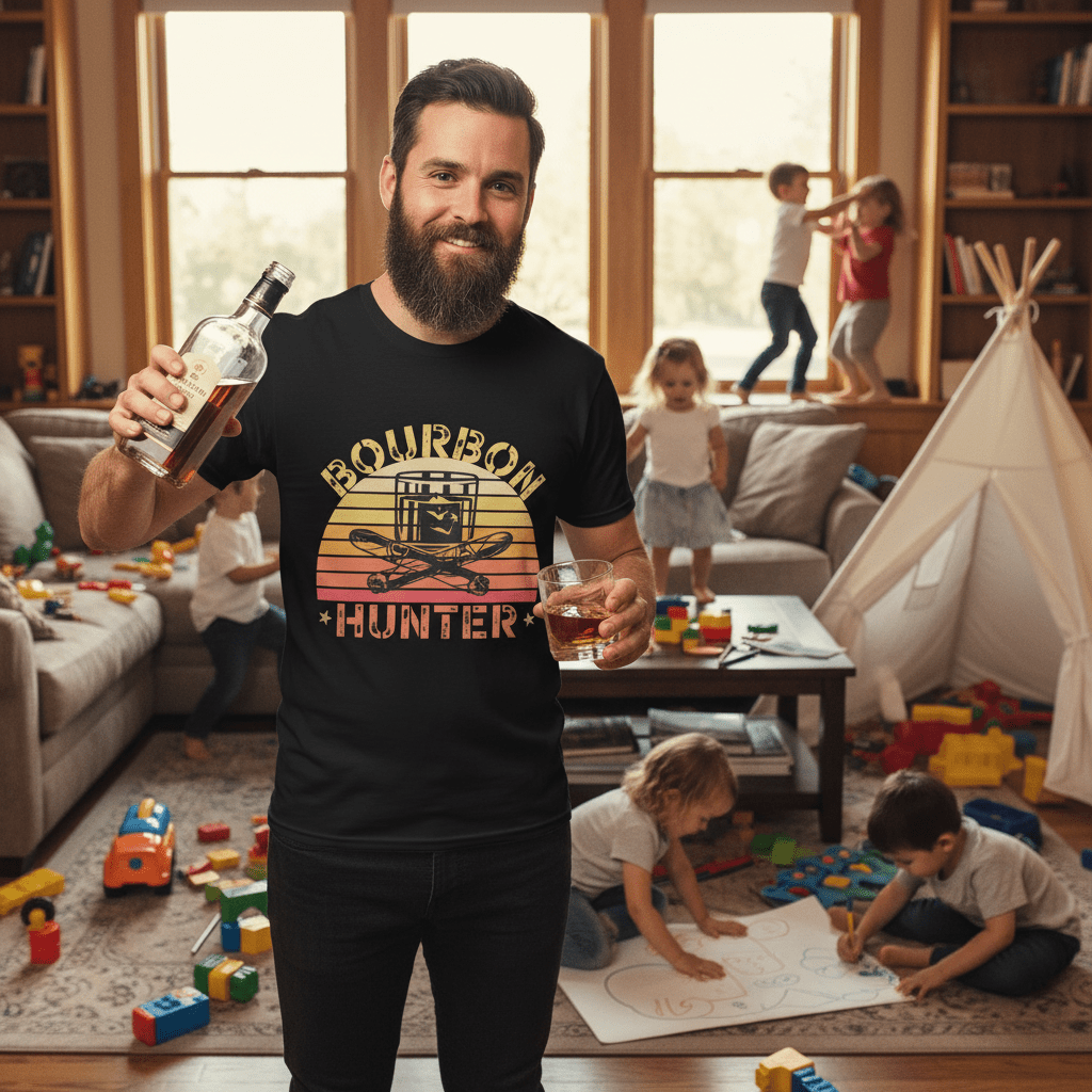 Bourbon Hunter 2- Only Dads -T-shirt – funny dad shirt and mens graphic tee from Only Dads USA