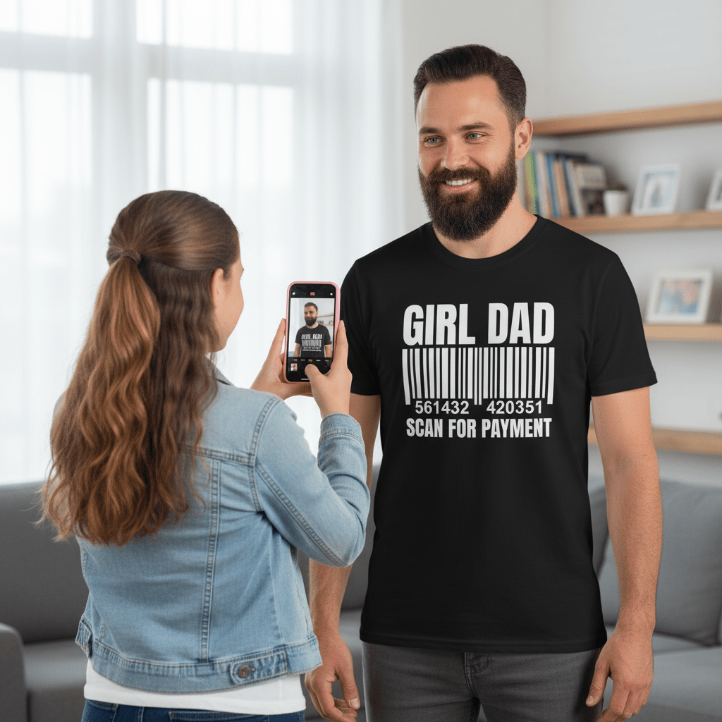 Girl Dad - Scan for Payment - Only Dads T-shirt – funny dad shirt and mens graphic tee from Only Dads USA