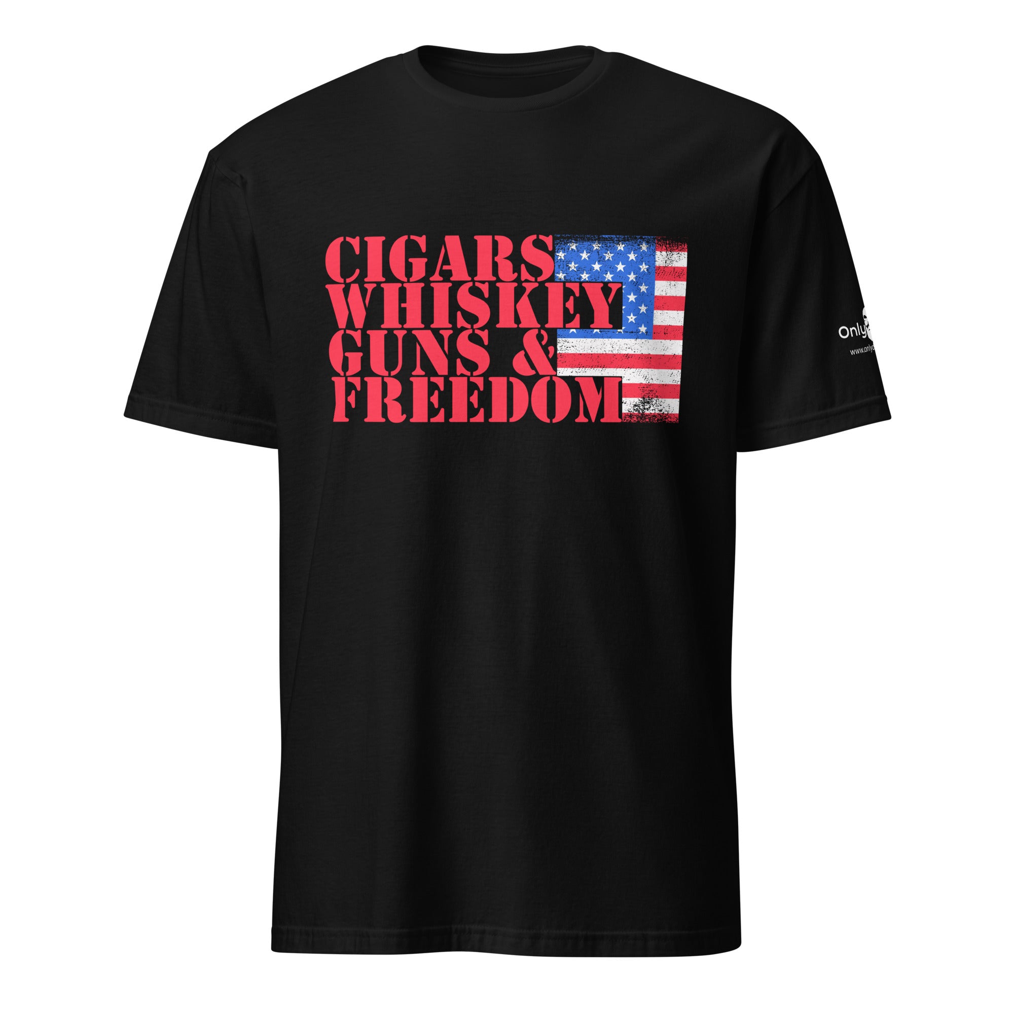 Cigars Whiskey Guns & Freedom – Only Dads T-Shirt – funny dad shirt and mens graphic tee from Only Dads USA