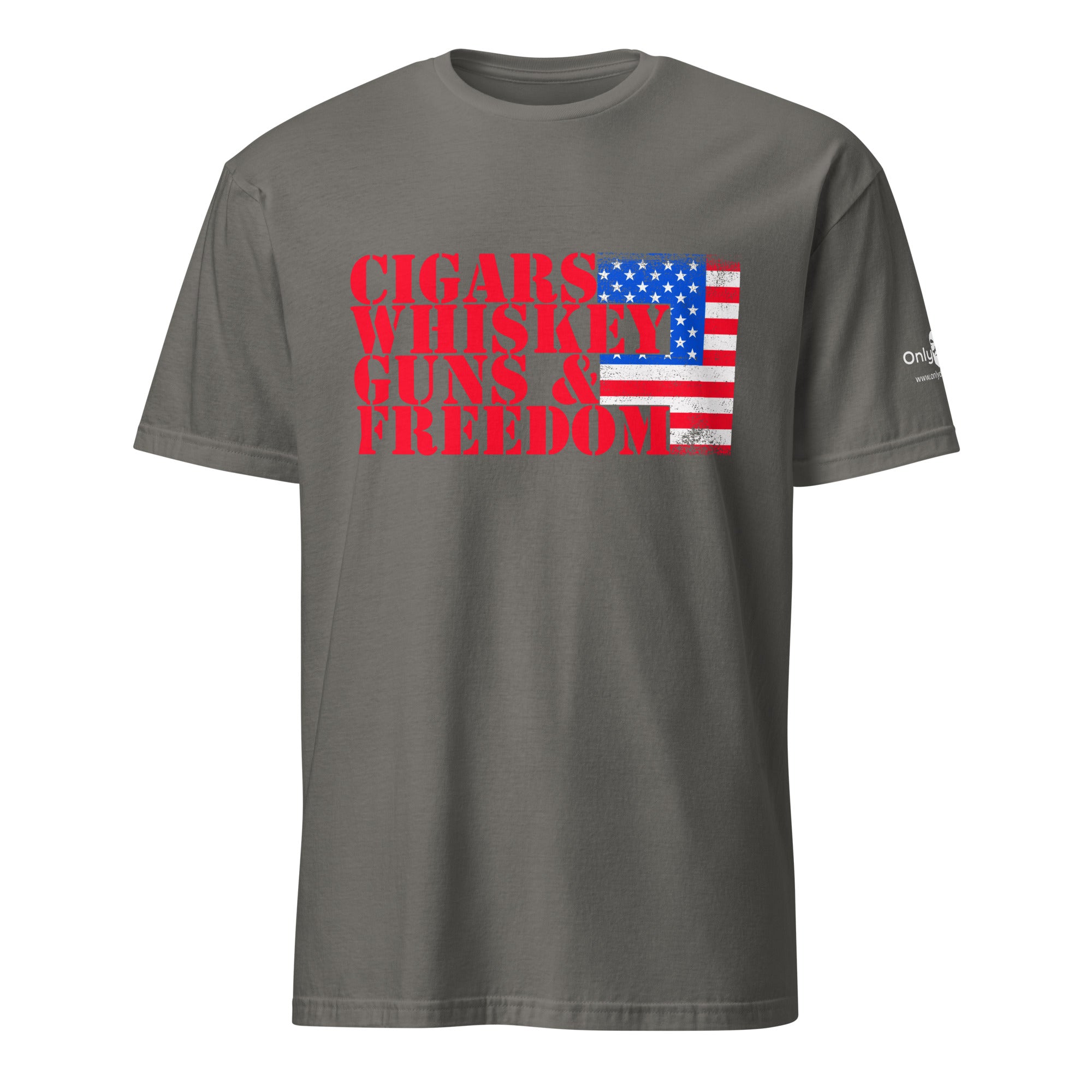 Cigars Whiskey Guns & Freedom – Only Dads T-Shirt – funny dad shirt and mens graphic tee from Only Dads USA