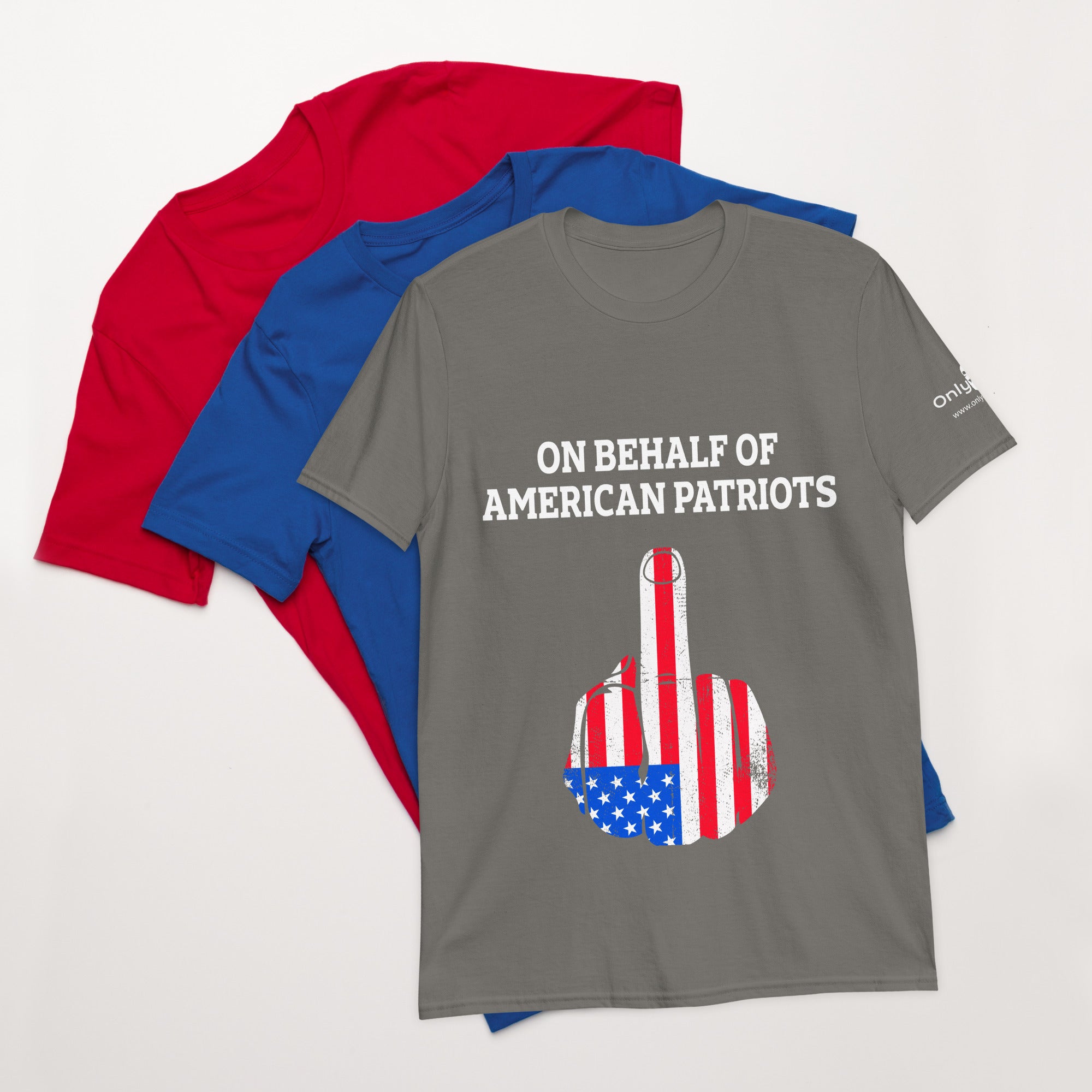 American Patriot Finger Salute – Only Dads T-Shirt – funny dad shirt and mens graphic tee from Only Dads USA