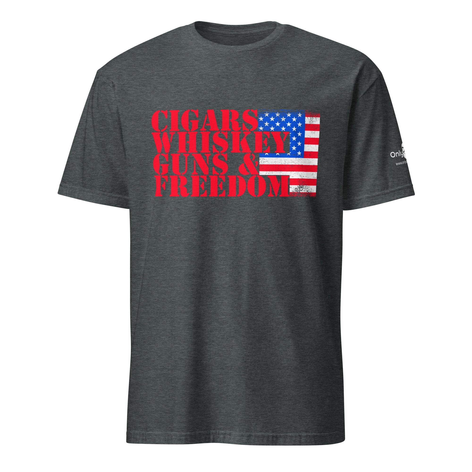 Cigars Whiskey Guns & Freedom – Only Dads T-Shirt – funny dad shirt and mens graphic tee from Only Dads USA
