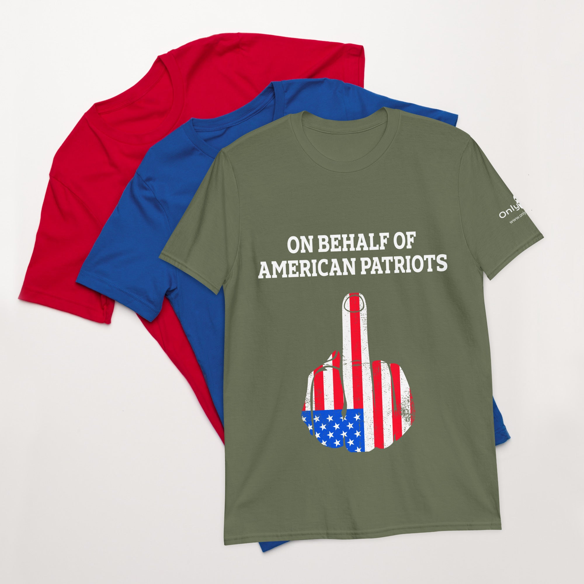 American Patriot Finger Salute – Only Dads T-Shirt – funny dad shirt and mens graphic tee from Only Dads USA