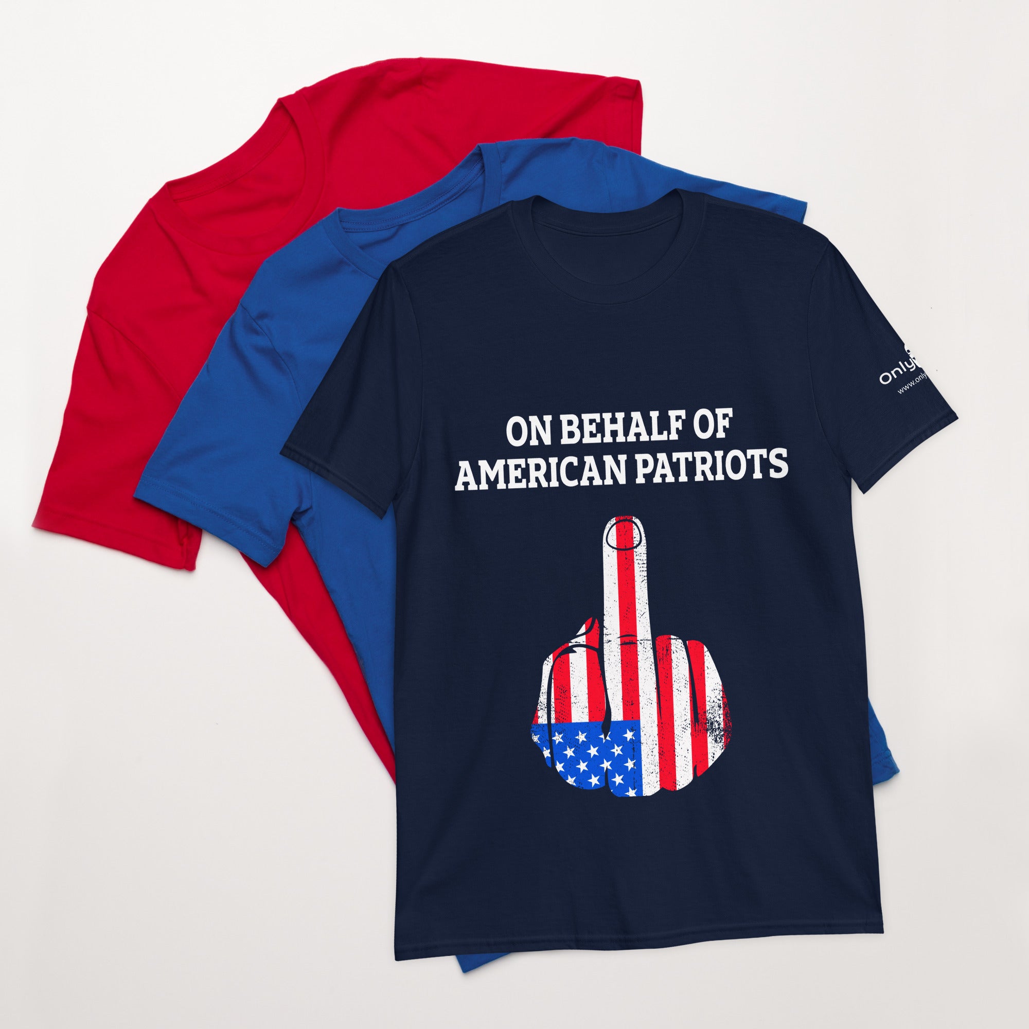 American Patriot Finger Salute – Only Dads T-Shirt – funny dad shirt and mens graphic tee from Only Dads USA