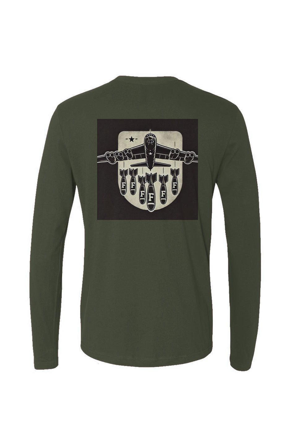 only dads long sleeve shirt f-bomb - back - military green