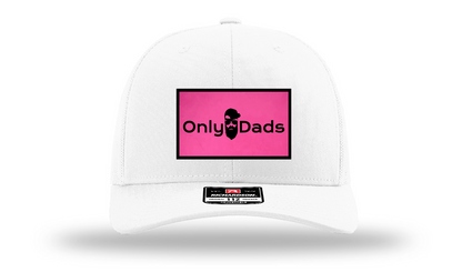 Only Dads White Richardson 112 Trucker Hat - Pink Patch – trucker hat for men from Only Dads USA