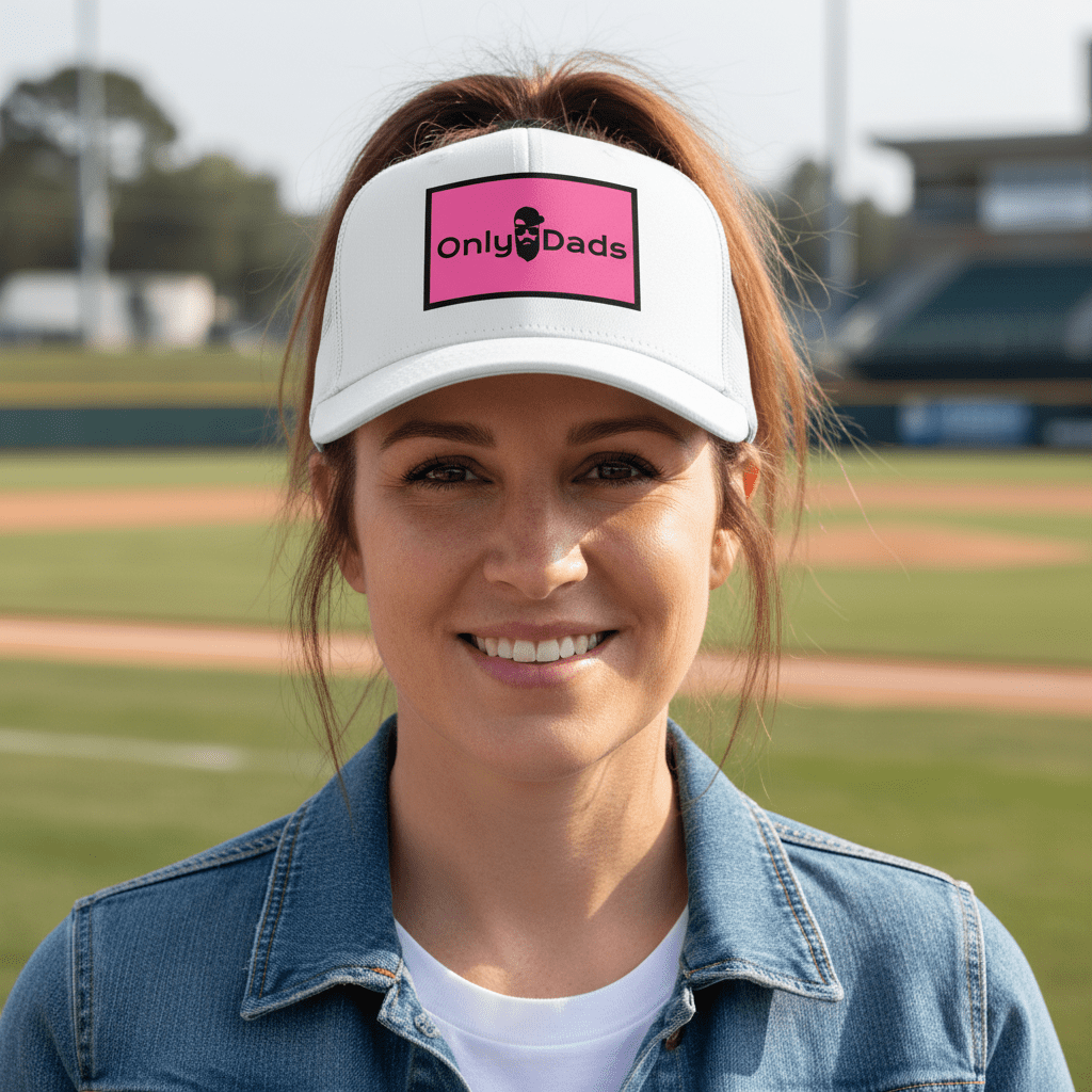 Only Dads White Richardson 112 Trucker Hat - Pink Patch – trucker hat for men from Only Dads USA