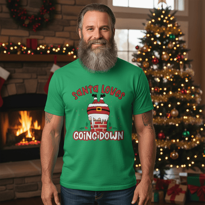 Only Dads – Santa Loves Going Down T-Shirt – funny dad shirt and mens graphic tee from Only Dads USA