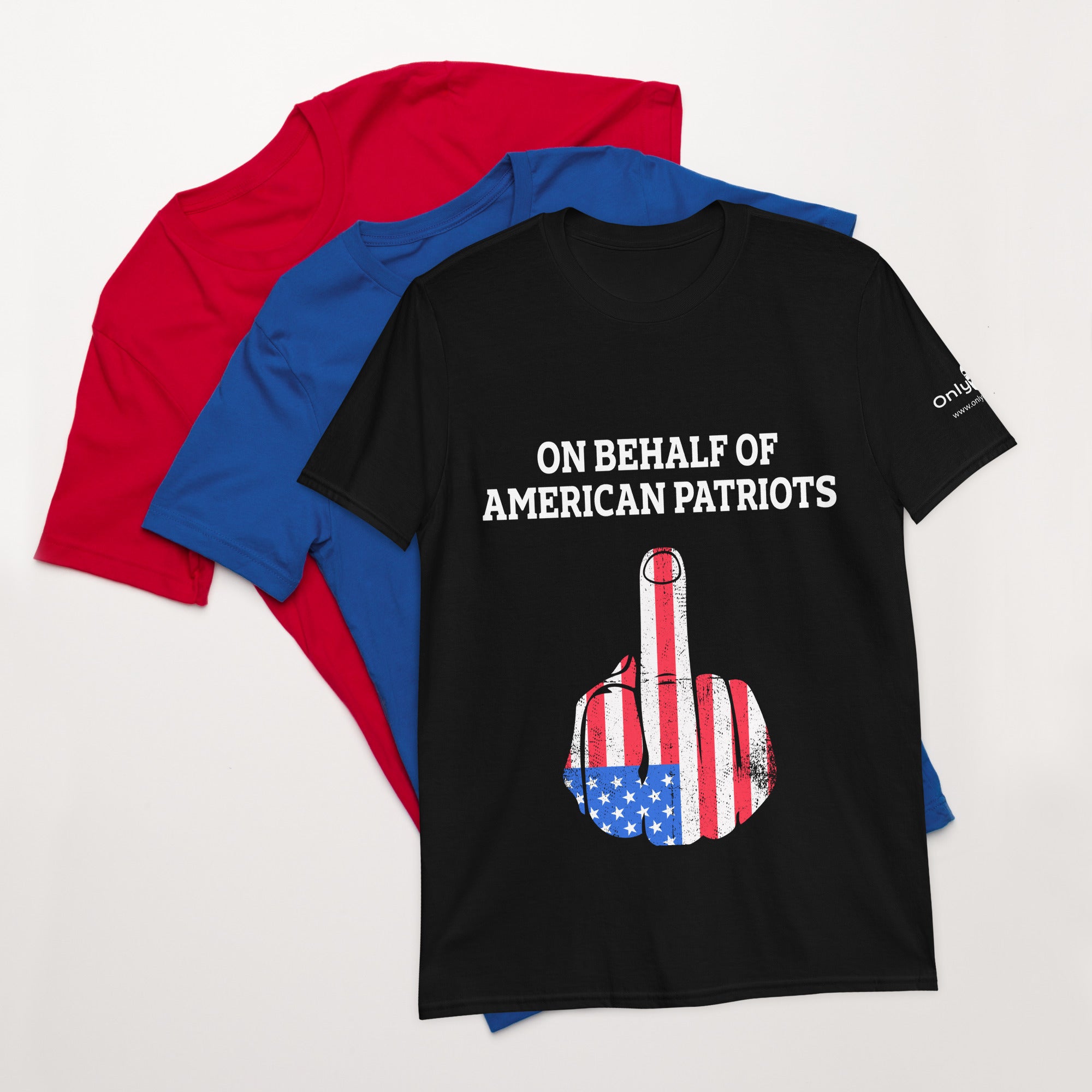 American Patriot Finger Salute – Only Dads T-Shirt – funny dad shirt and mens graphic tee from Only Dads USA
