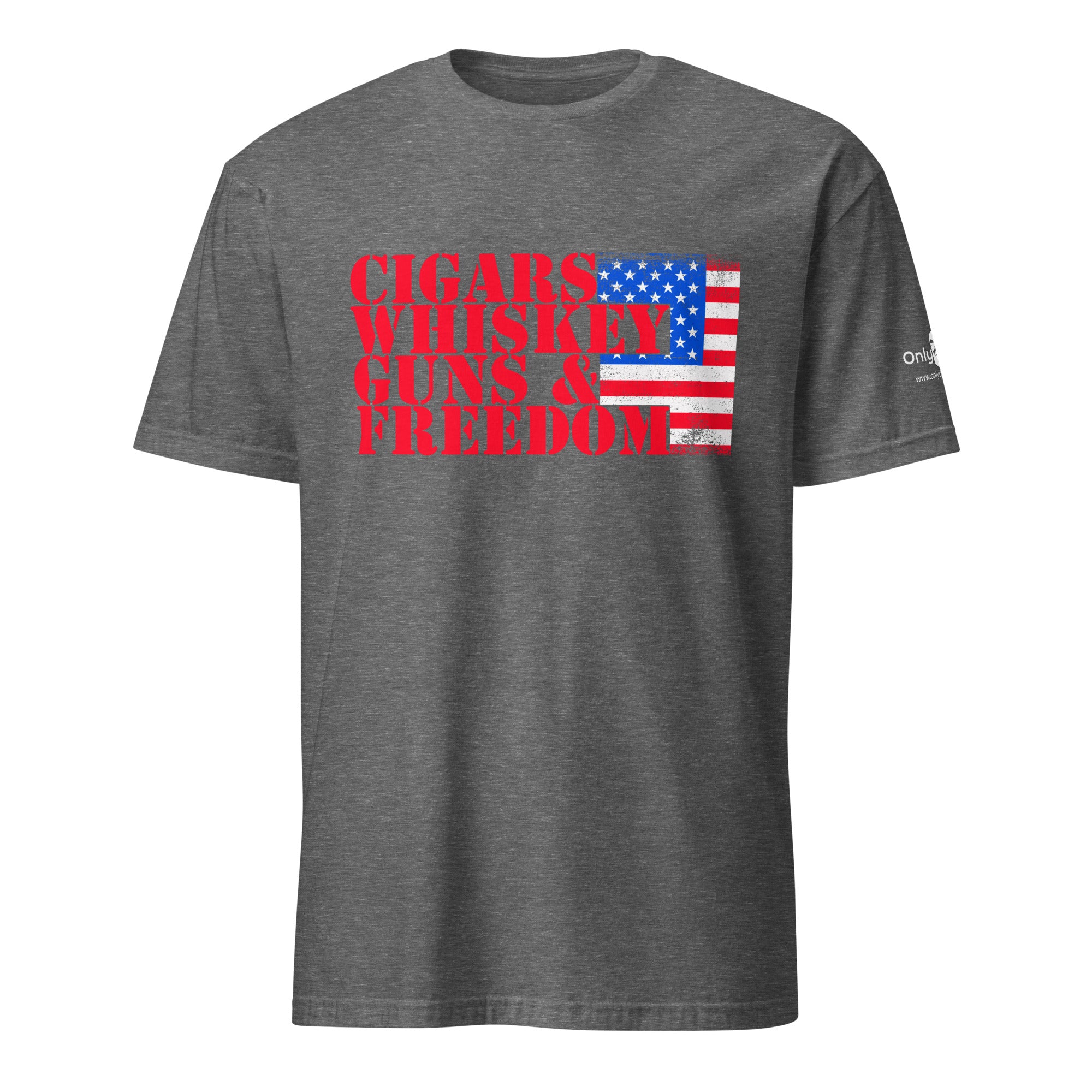 Cigars Whiskey Guns & Freedom – Only Dads T-Shirt – funny dad shirt and mens graphic tee from Only Dads USA