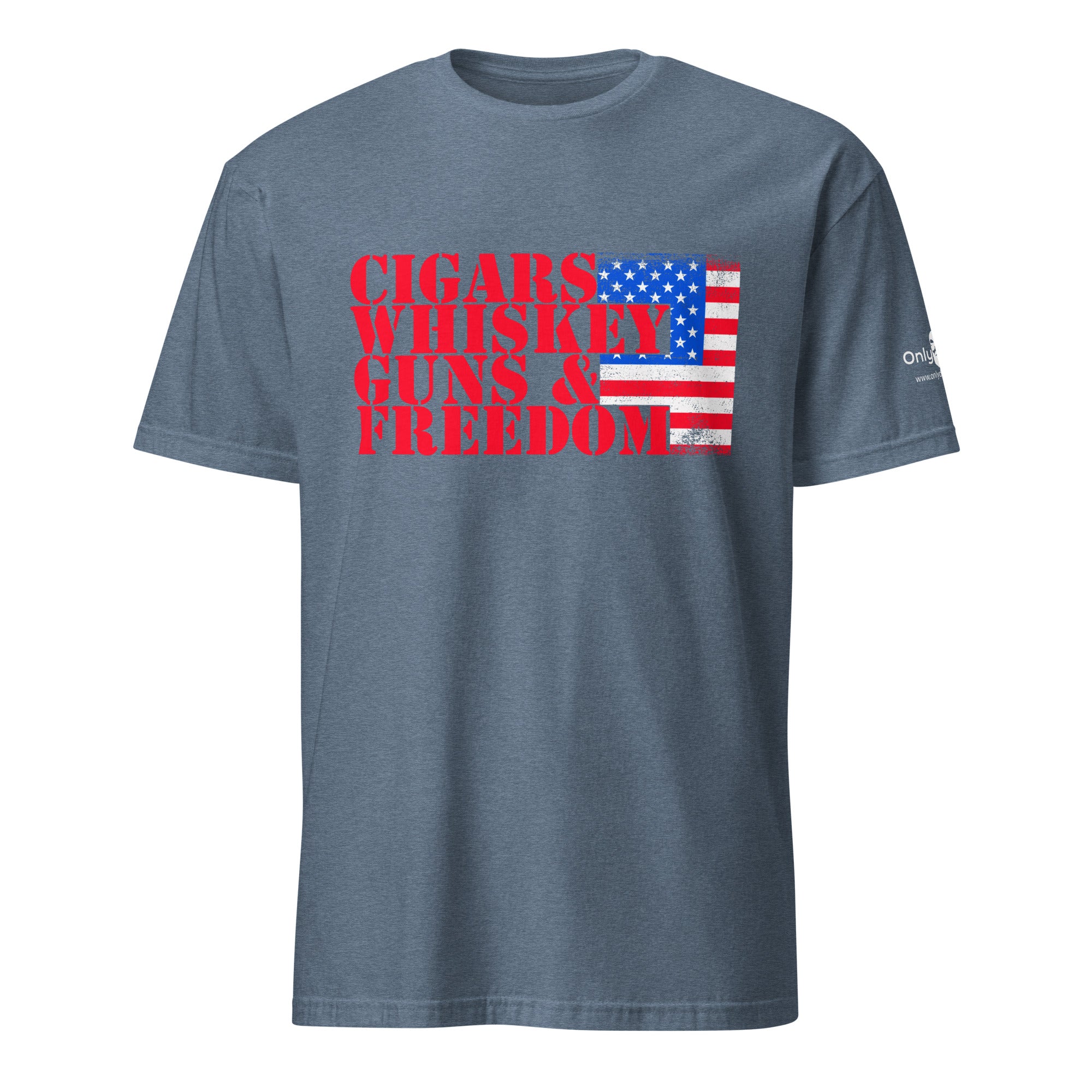 Cigars Whiskey Guns & Freedom – Only Dads T-Shirt – funny dad shirt and mens graphic tee from Only Dads USA