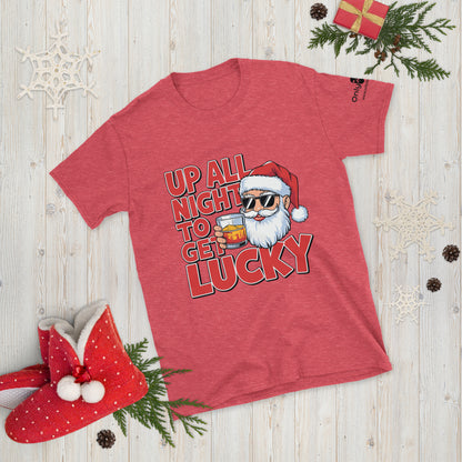 Only Dads – “Up All Night to Get Lucky” Holiday T-Shirt – funny dad shirt and mens graphic tee from Only Dads USA