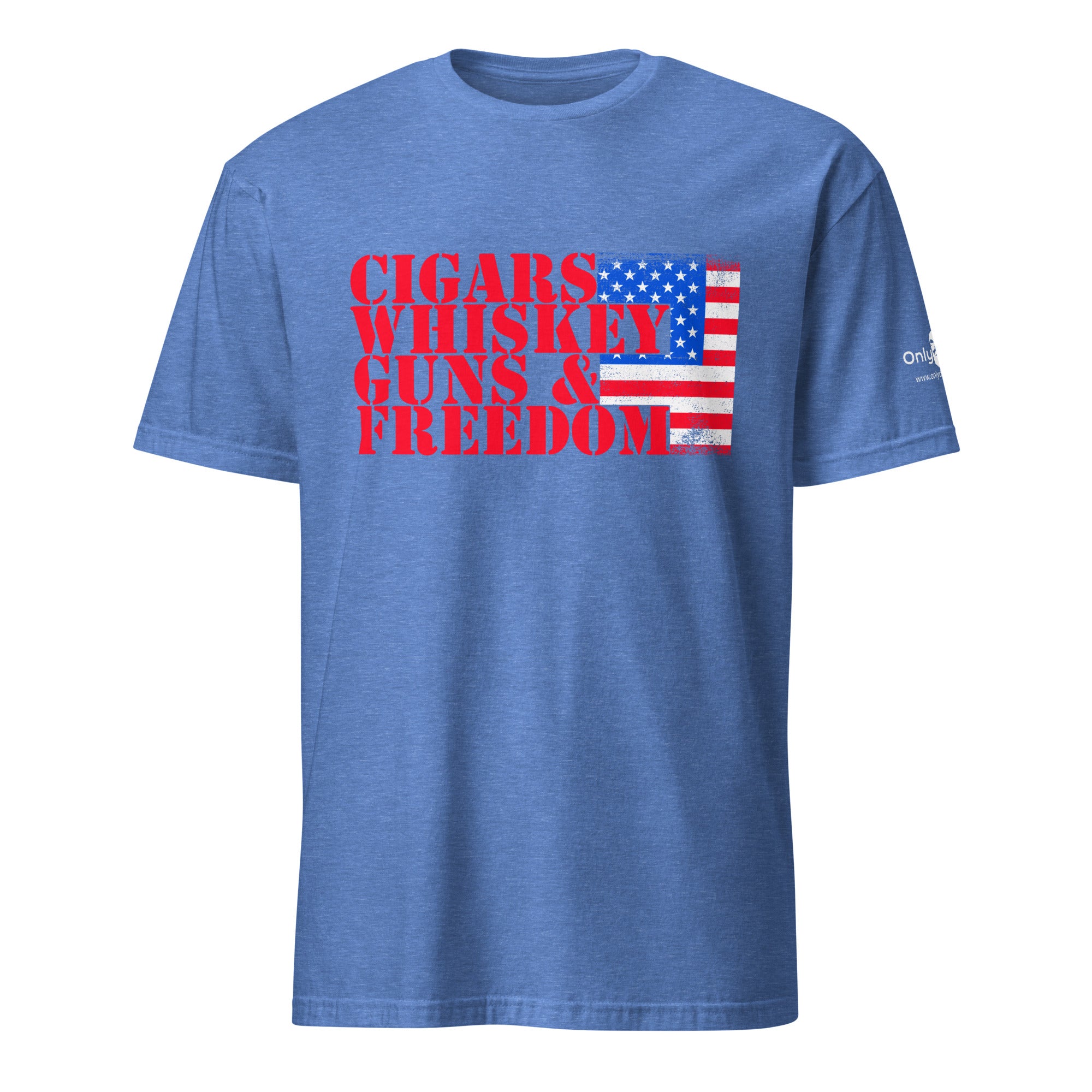 Cigars Whiskey Guns & Freedom – Only Dads T-Shirt – funny dad shirt and mens graphic tee from Only Dads USA