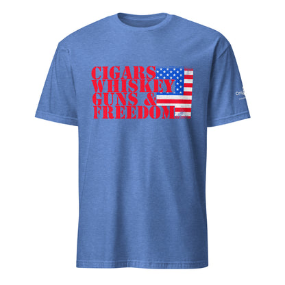 Cigars Whiskey Guns & Freedom – Only Dads T-Shirt – funny dad shirt and mens graphic tee from Only Dads USA