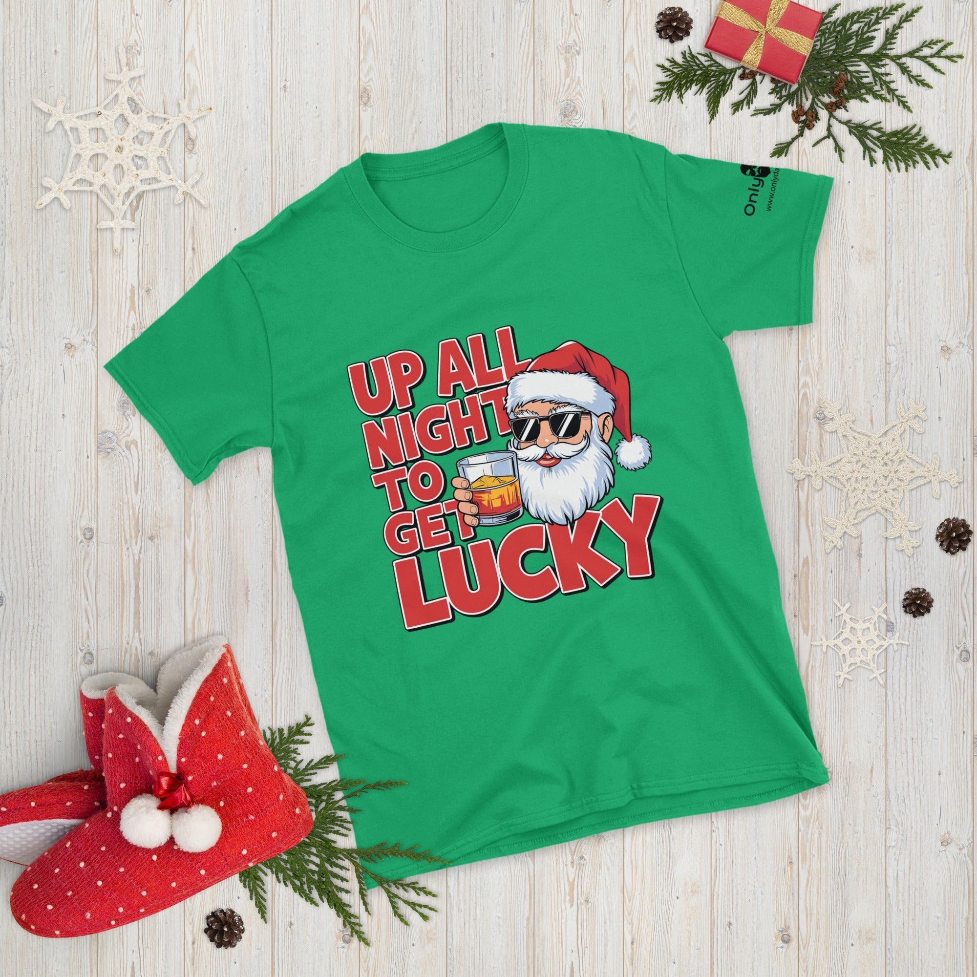 Only Dads – “Up All Night to Get Lucky” Holiday T-Shirt – funny dad shirt and mens graphic tee from Only Dads USA