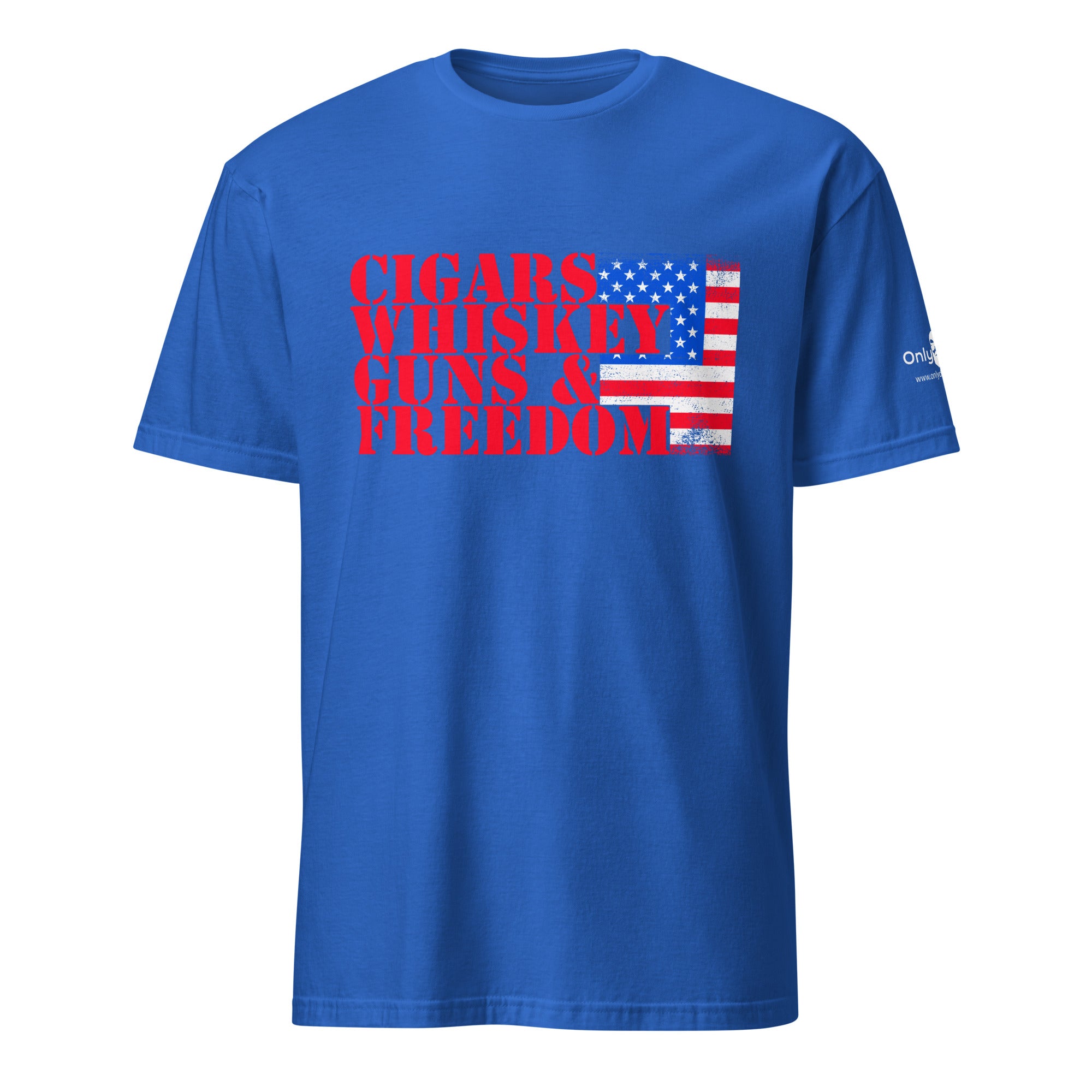 Cigars Whiskey Guns & Freedom – Only Dads T-Shirt – funny dad shirt and mens graphic tee from Only Dads USA